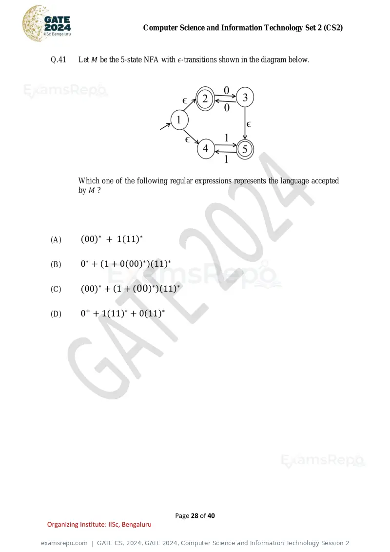 GATE CS 2024 question paper, GATE 2024, Computer Science and Information Technology Session 2, page 28 of 40