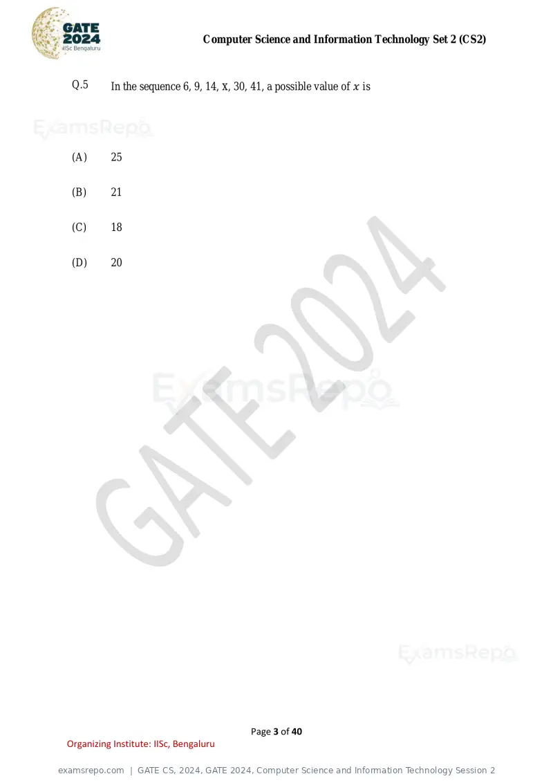 GATE CS 2024 question paper, GATE 2024, Computer Science and Information Technology Session 2, page 3 of 40