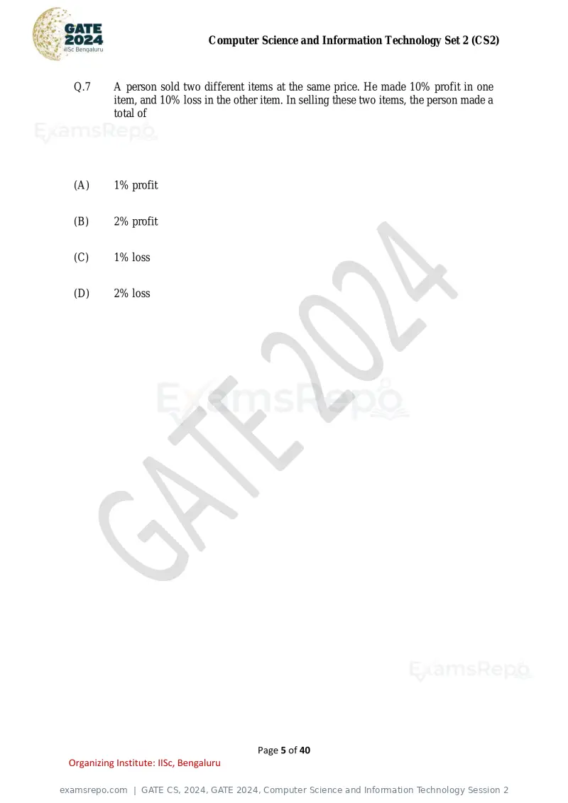 GATE CS 2024 question paper, GATE 2024, Computer Science and Information Technology Session 2, page 5 of 40