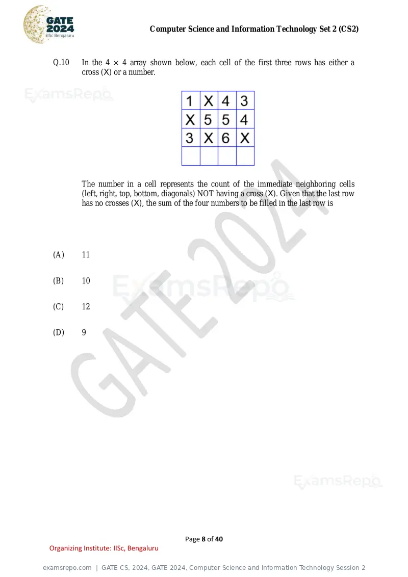 GATE CS 2024 question paper, GATE 2024, Computer Science and Information Technology Session 2, page 8 of 40