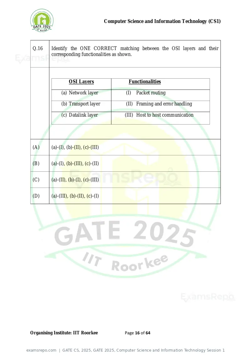GATE CS 2025 question paper, GATE 2025, Computer Science and Information Technology Session 1, page 16 of 64