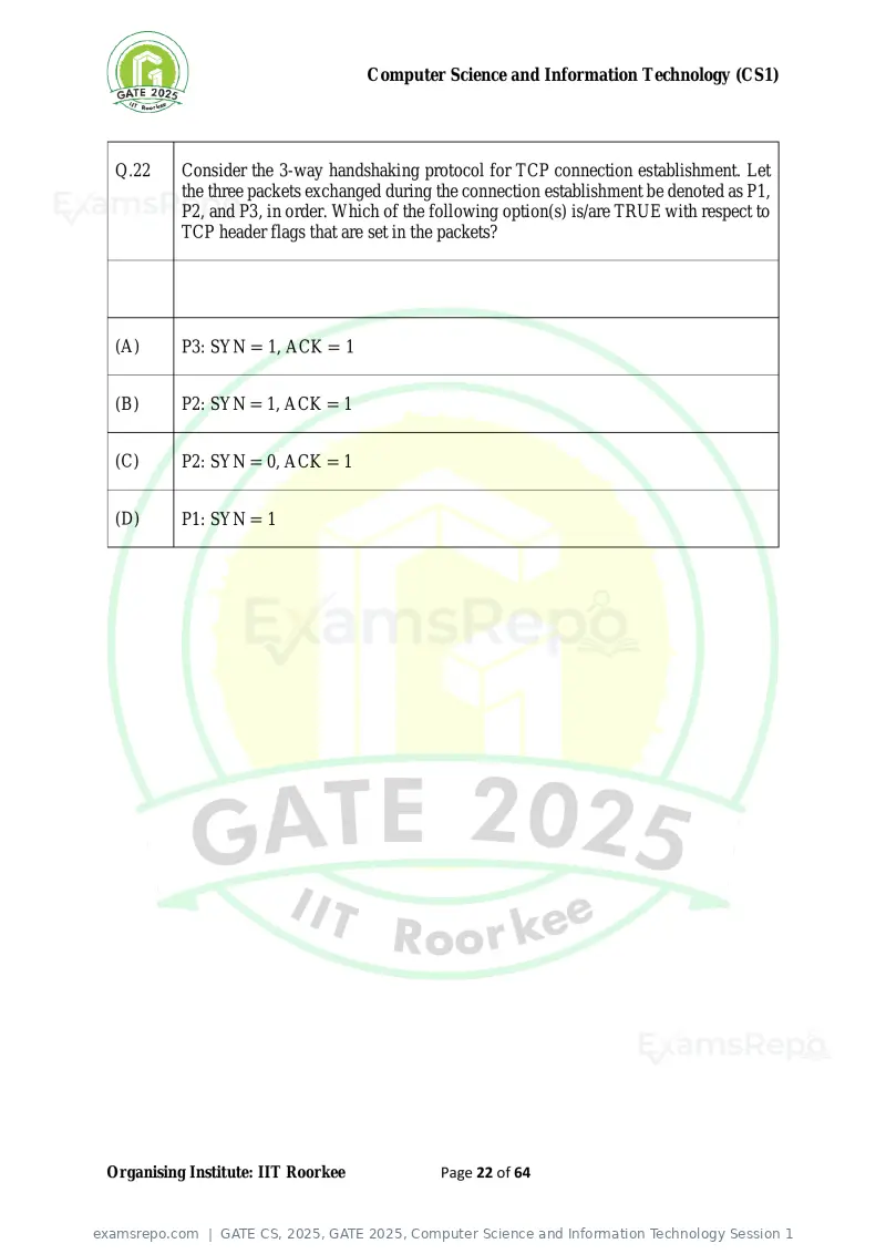 GATE CS 2025 question paper, GATE 2025, Computer Science and Information Technology Session 1, page 22 of 64