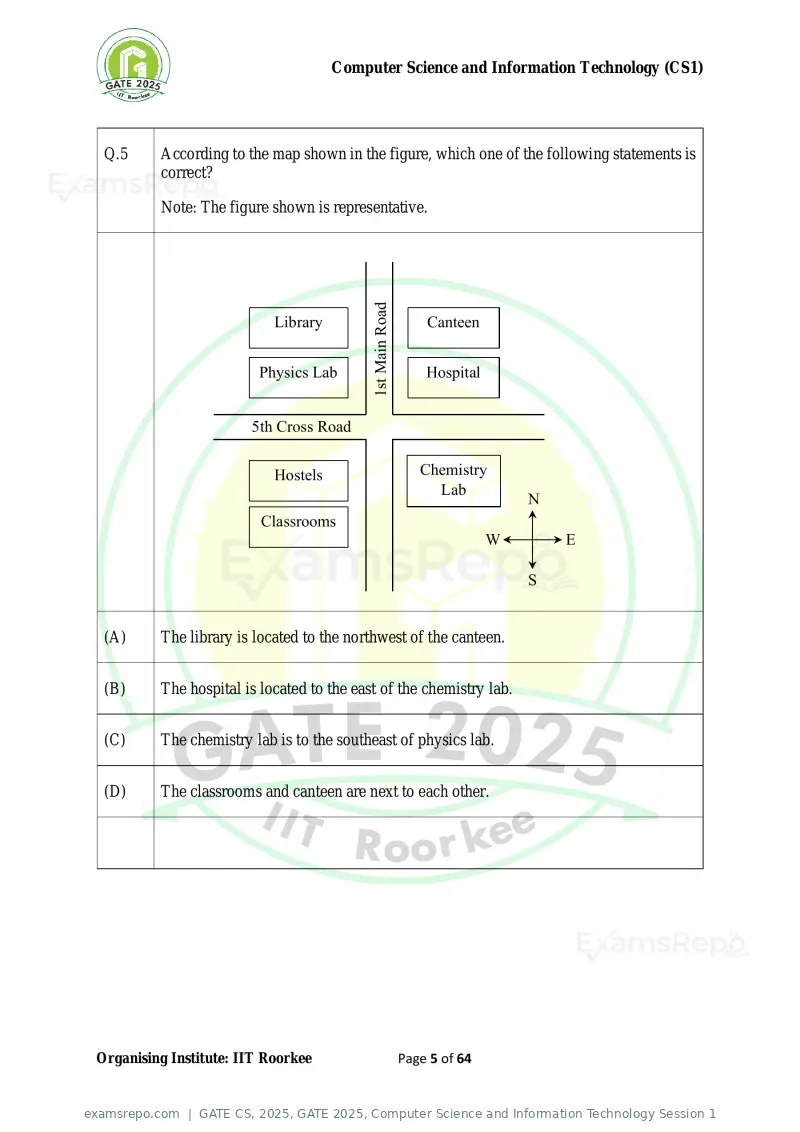 GATE CS 2025 question paper, GATE 2025, Computer Science and Information Technology Session 1, page 5 of 64