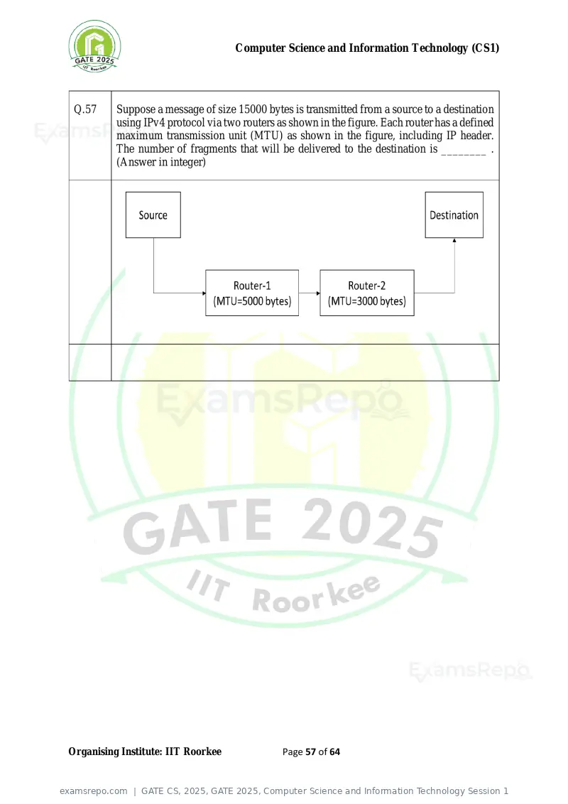 GATE CS 2025 question paper, GATE 2025, Computer Science and Information Technology Session 1, page 57 of 64