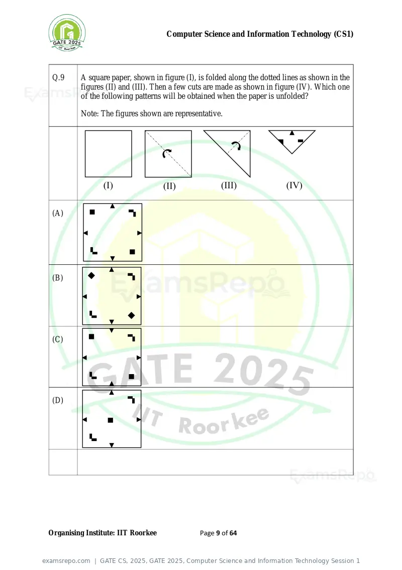 GATE CS 2025 question paper, GATE 2025, Computer Science and Information Technology Session 1, page 9 of 64