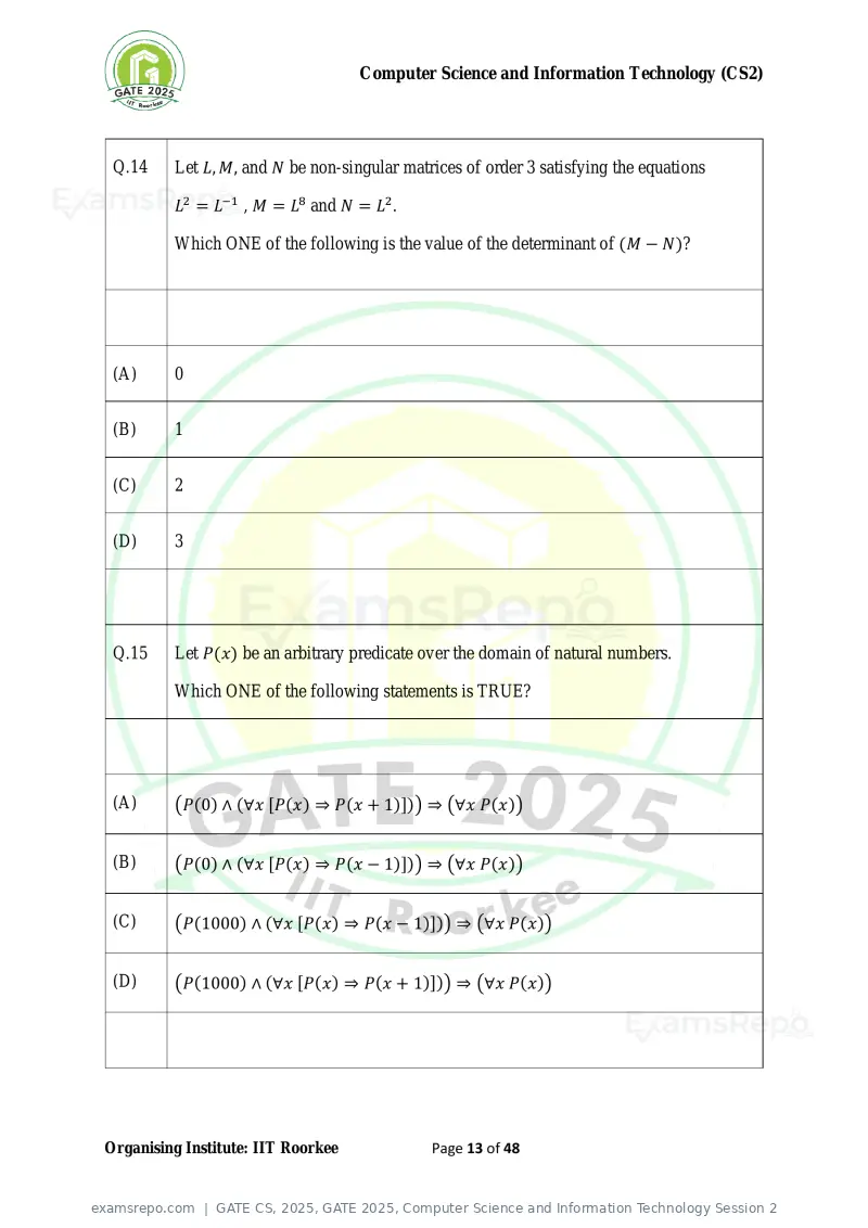 GATE CS 2025 question paper, GATE 2025, Computer Science and Information Technology Session 2, page 13 of 48