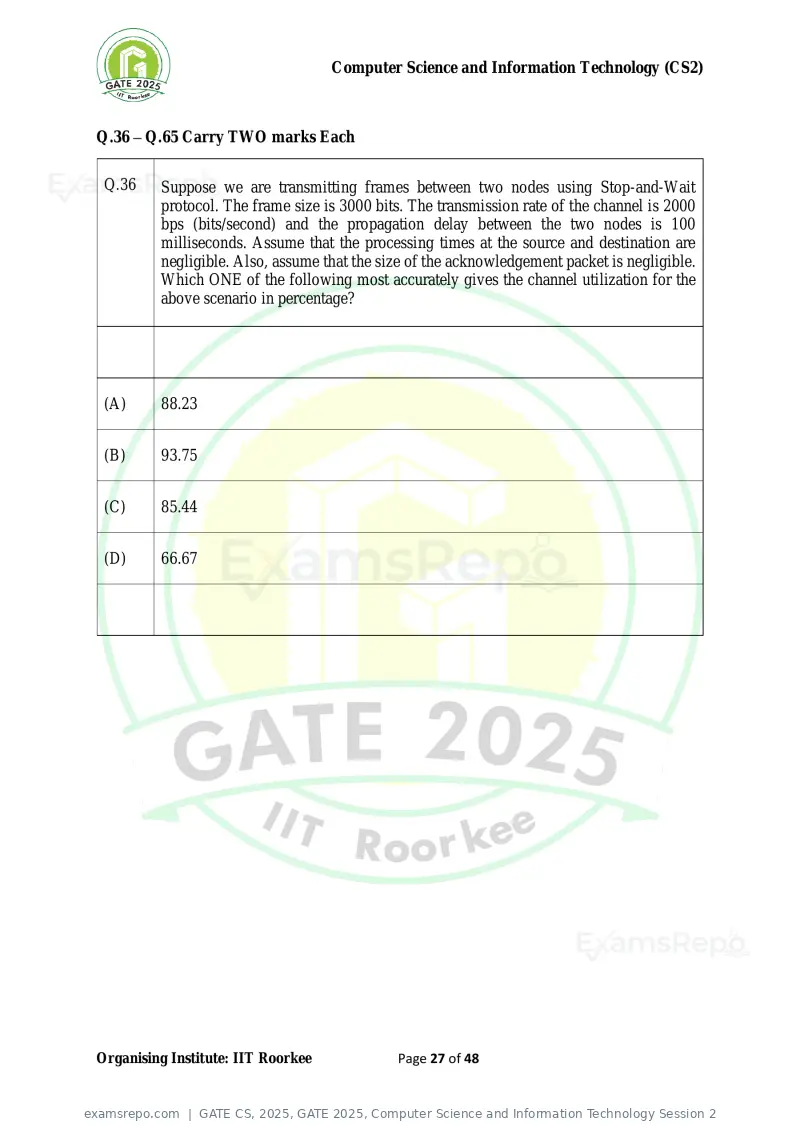 GATE CS 2025 question paper, GATE 2025, Computer Science and Information Technology Session 2, page 27 of 48