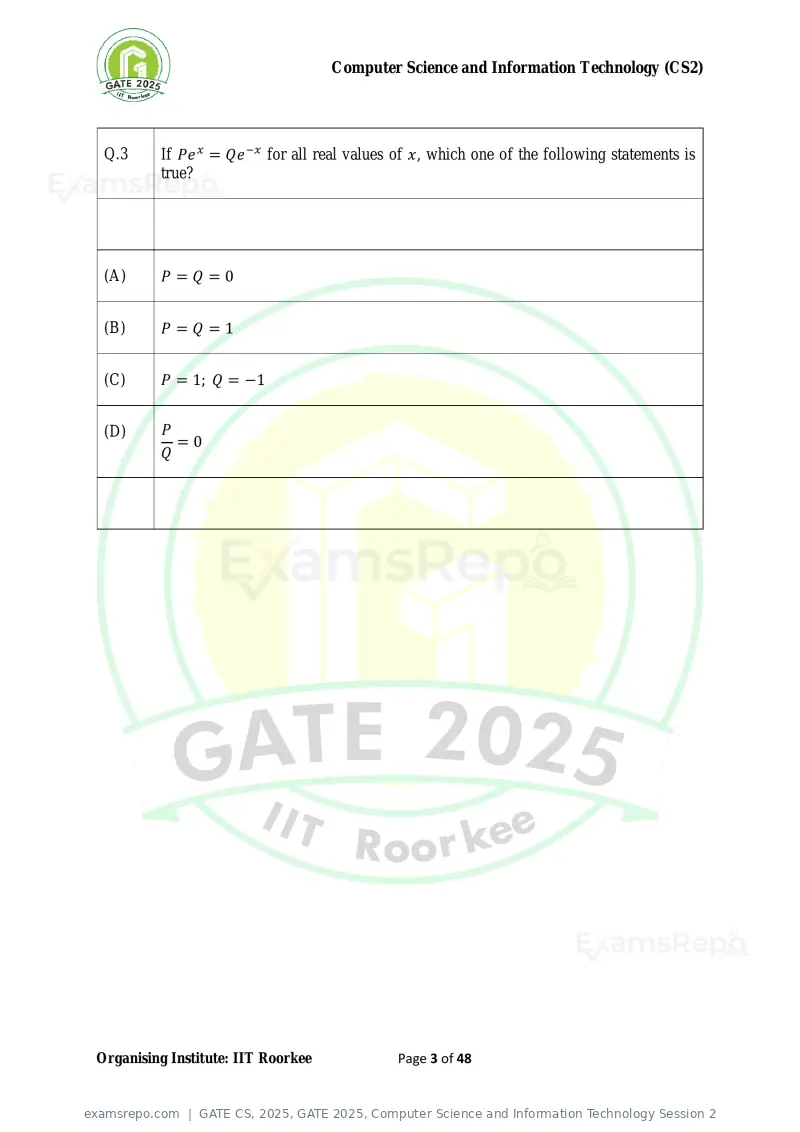 GATE CS 2025 question paper, GATE 2025, Computer Science and Information Technology Session 2, page 3 of 48