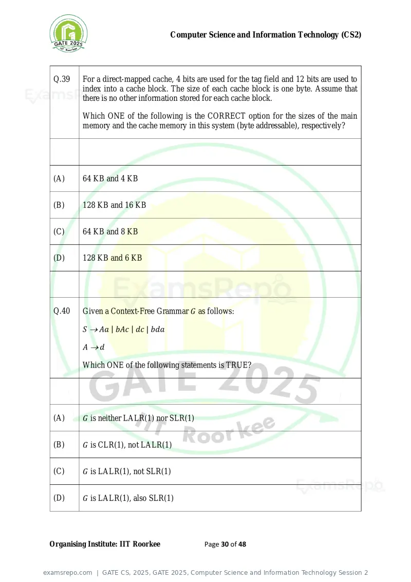 GATE CS 2025 question paper, GATE 2025, Computer Science and Information Technology Session 2, page 30 of 48
