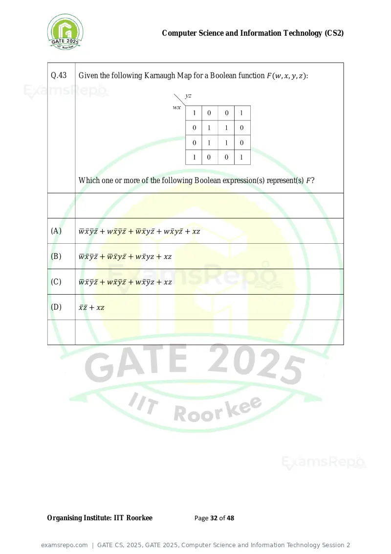 GATE CS 2025 question paper, GATE 2025, Computer Science and Information Technology Session 2, page 32 of 48
