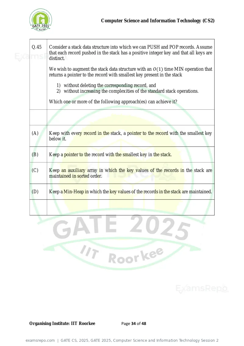 GATE CS 2025 question paper, GATE 2025, Computer Science and Information Technology Session 2, page 34 of 48