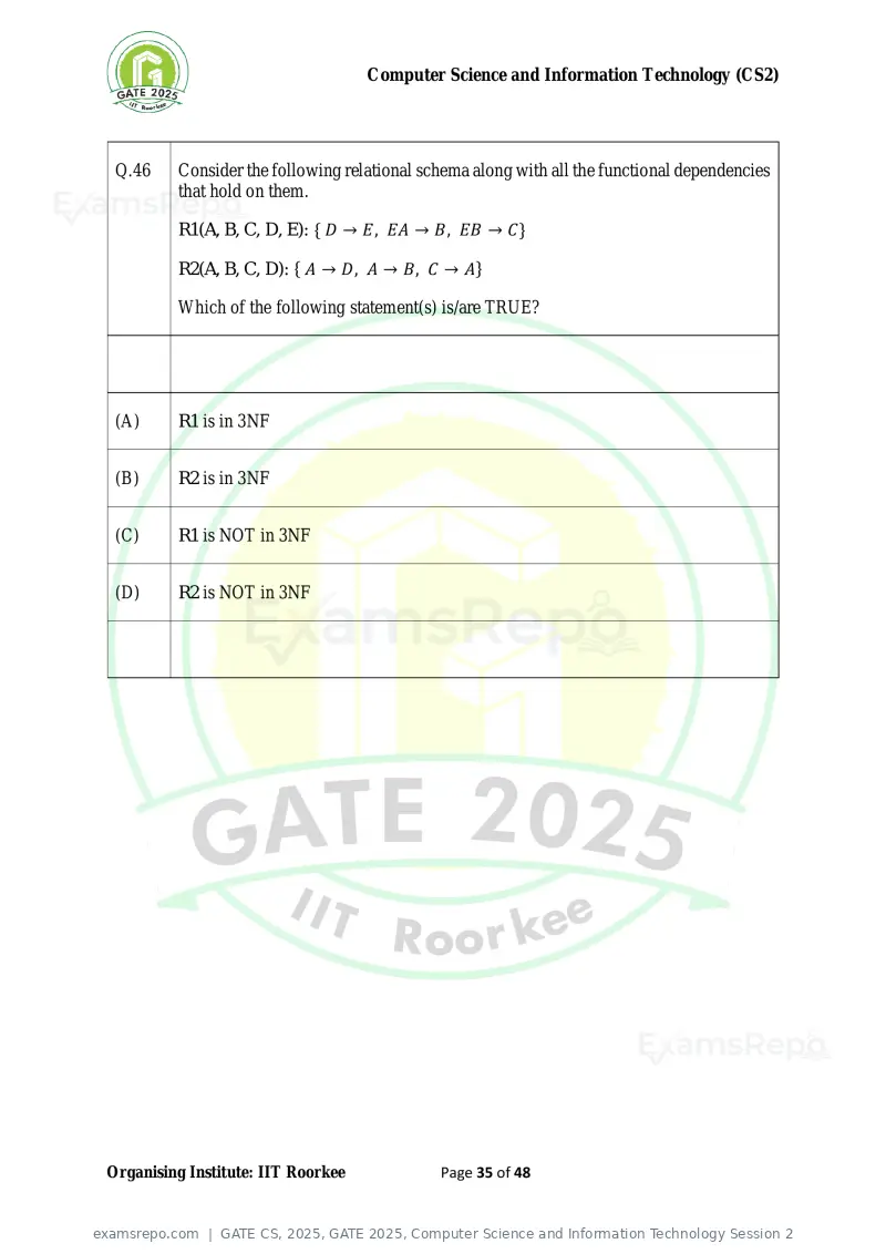 GATE CS 2025 question paper, GATE 2025, Computer Science and Information Technology Session 2, page 35 of 48