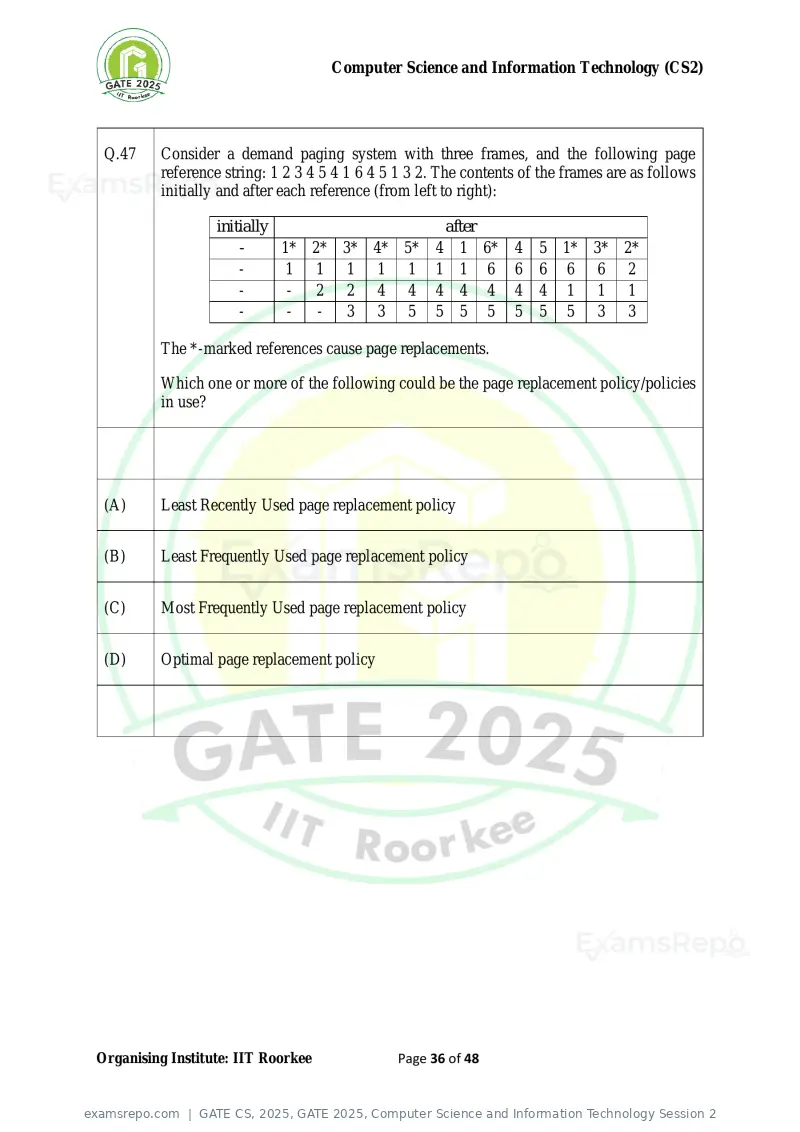 GATE CS 2025 question paper, GATE 2025, Computer Science and Information Technology Session 2, page 36 of 48