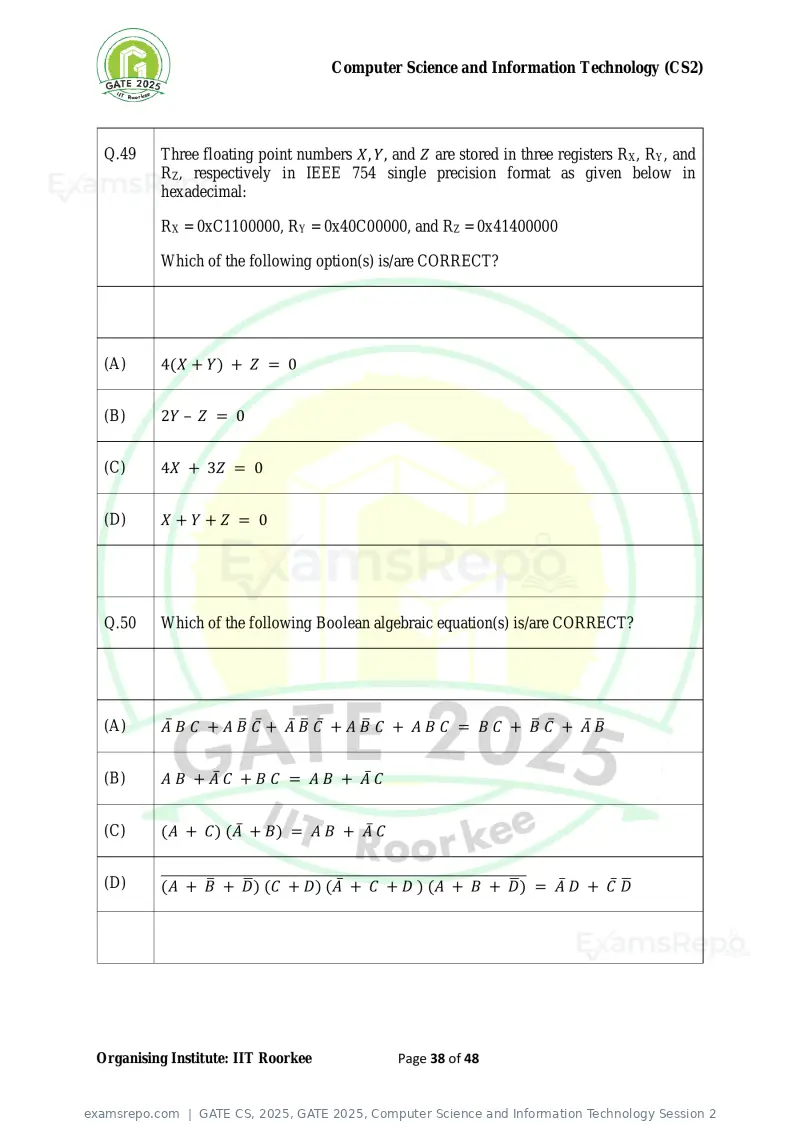 GATE CS 2025 question paper, GATE 2025, Computer Science and Information Technology Session 2, page 38 of 48