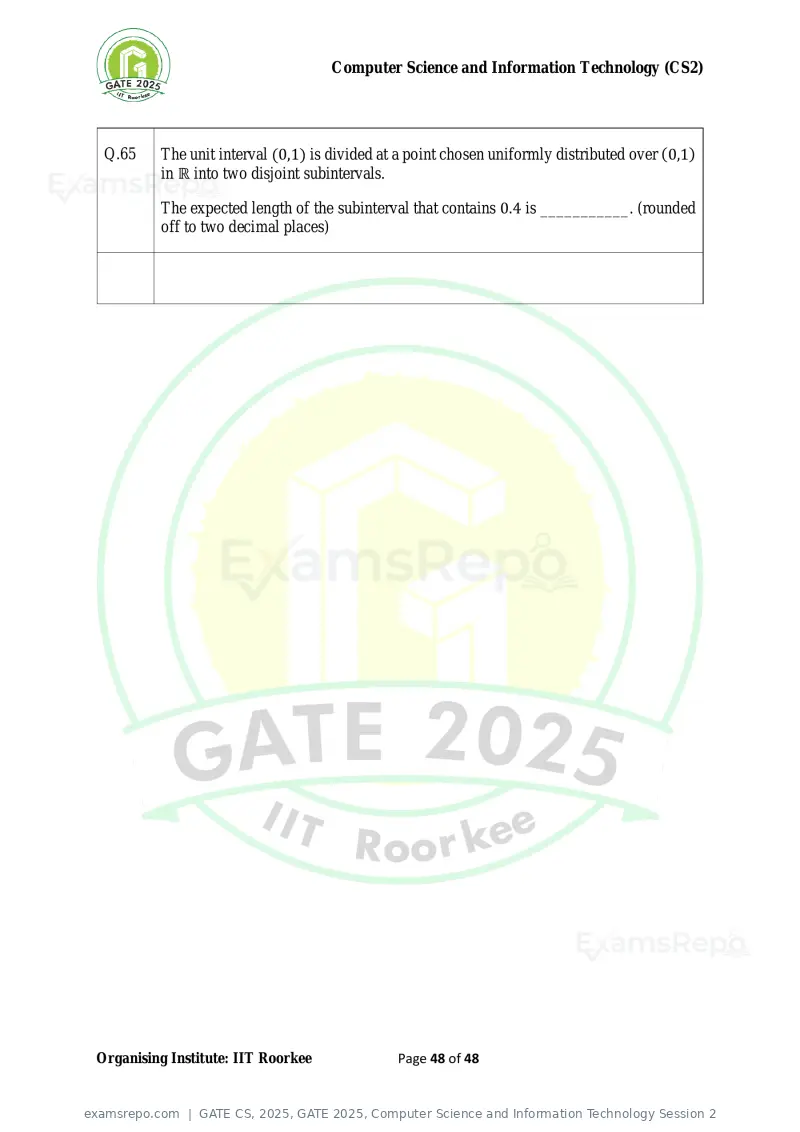 GATE CS 2025 question paper, GATE 2025, Computer Science and Information Technology Session 2, page 48 of 48