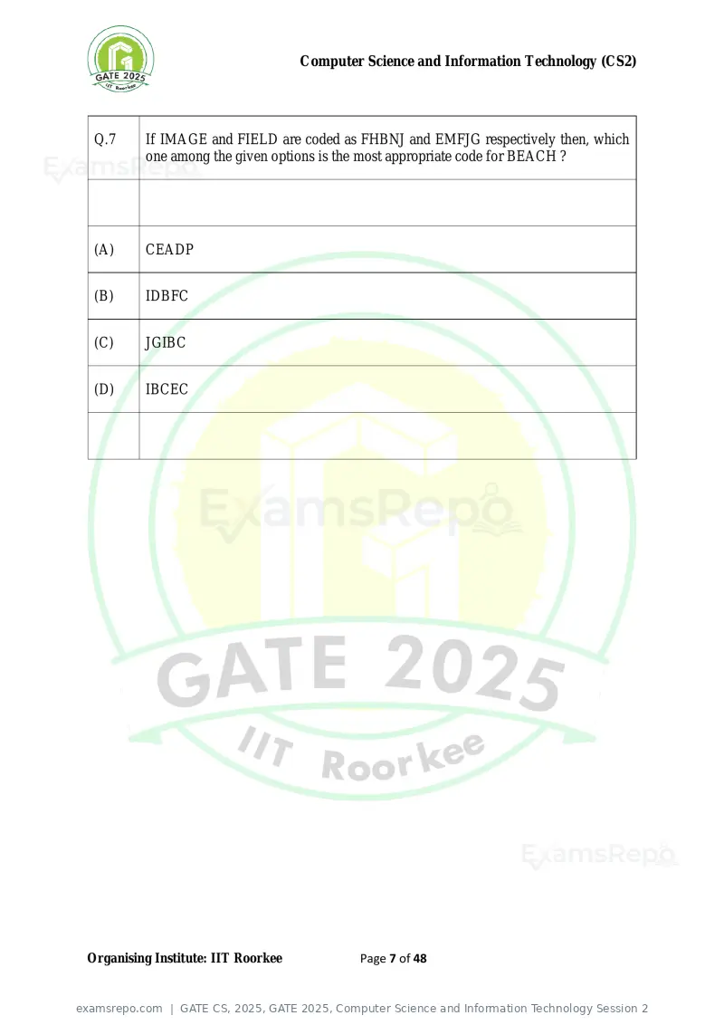 GATE CS 2025 question paper, GATE 2025, Computer Science and Information Technology Session 2, page 7 of 48