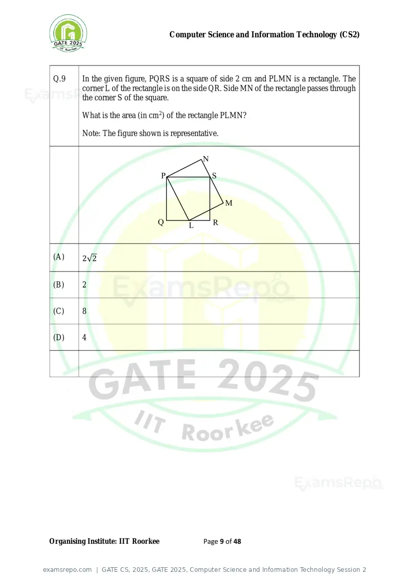 GATE CS 2025 question paper, GATE 2025, Computer Science and Information Technology Session 2, page 9 of 48