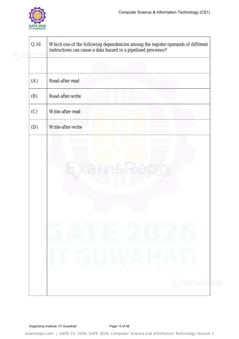 GATE CS 2026 question paper, GATE 2026, Computer Science and Information Technology Session 1, page 13 of 46