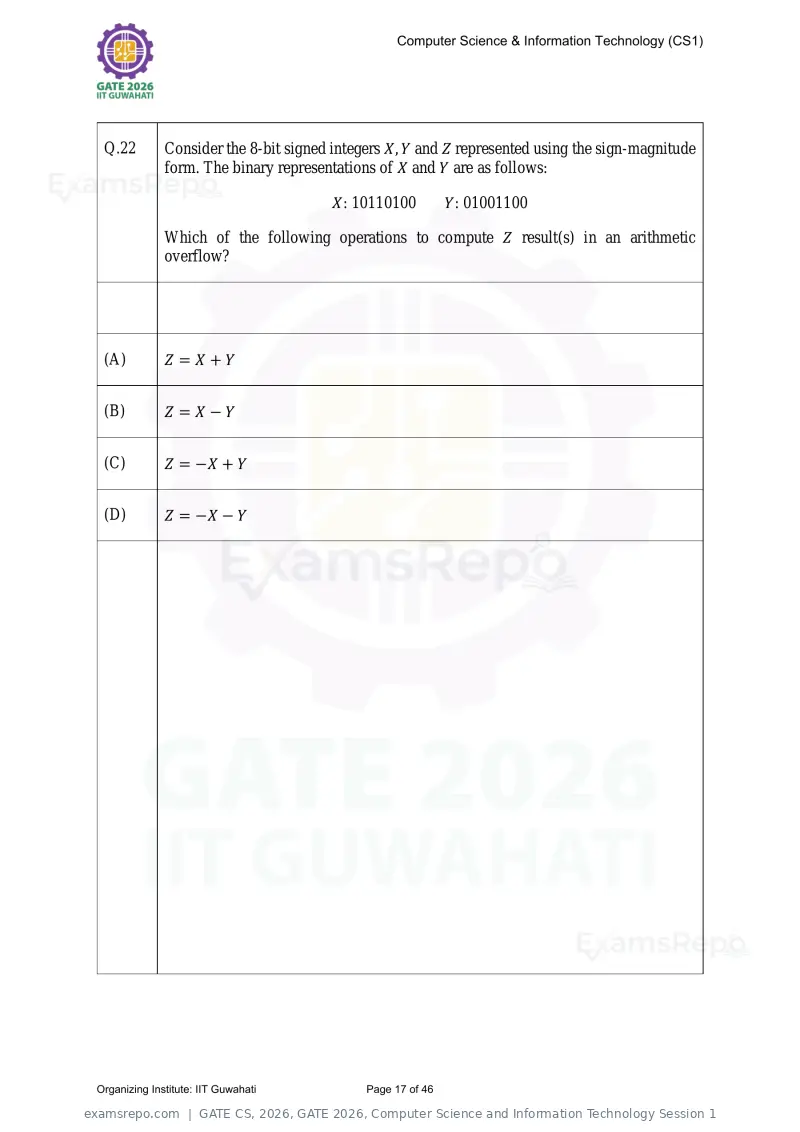 GATE CS 2026 question paper, GATE 2026, Computer Science and Information Technology Session 1, page 17 of 46