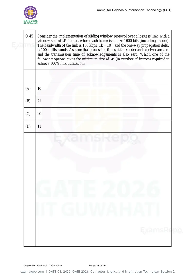 GATE CS 2026 question paper, GATE 2026, Computer Science and Information Technology Session 1, page 34 of 46
