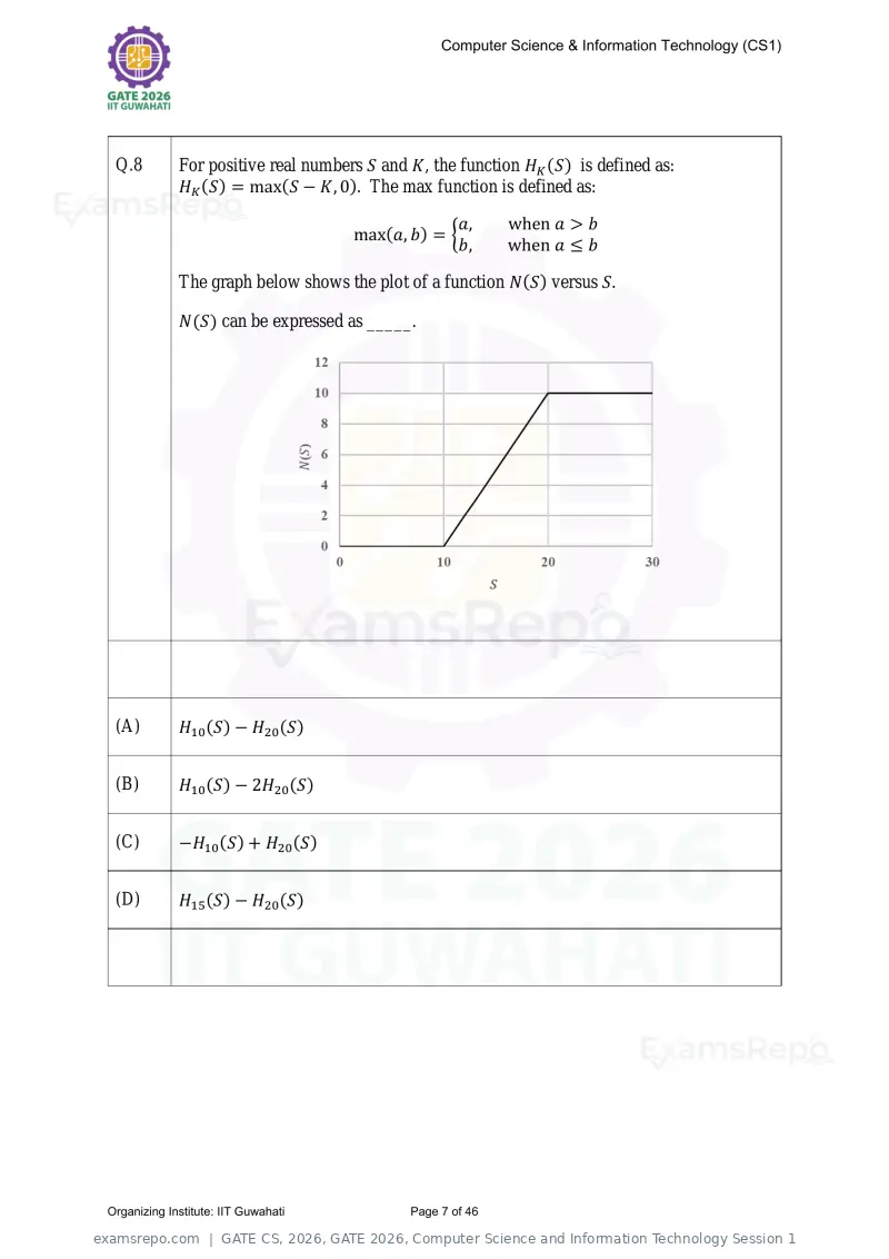 GATE CS 2026 question paper, GATE 2026, Computer Science and Information Technology Session 1, page 7 of 46