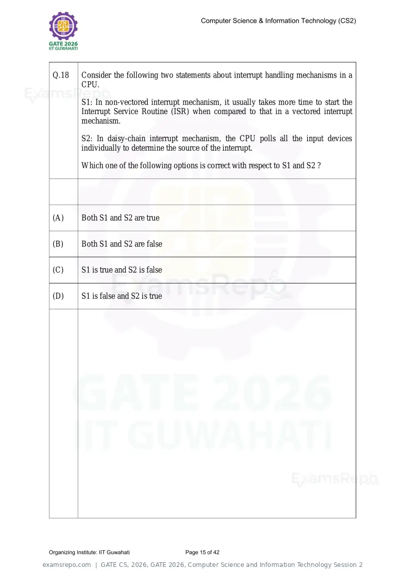 GATE CS 2026 question paper, GATE 2026, Computer Science and Information Technology Session 2, page 15 of 42
