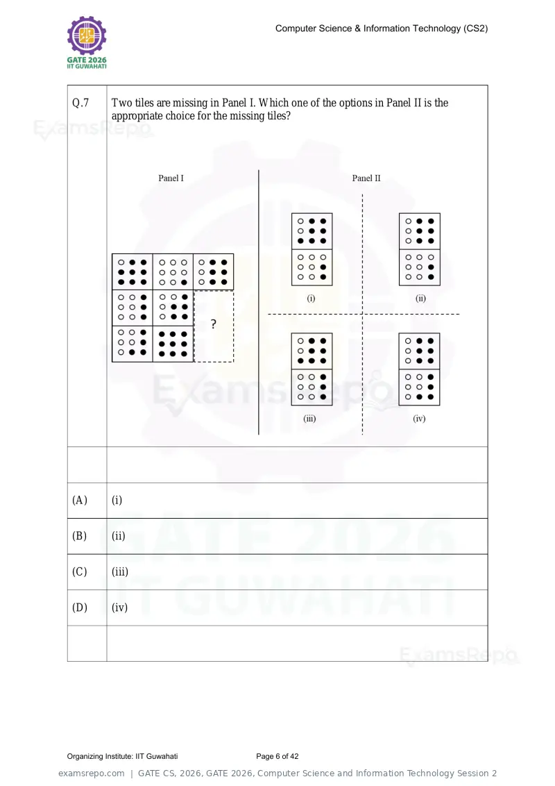 GATE CS 2026 question paper, GATE 2026, Computer Science and Information Technology Session 2, page 6 of 42