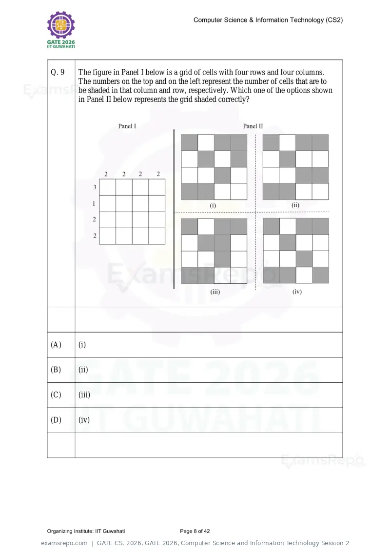 GATE CS 2026 question paper, GATE 2026, Computer Science and Information Technology Session 2, page 8 of 42