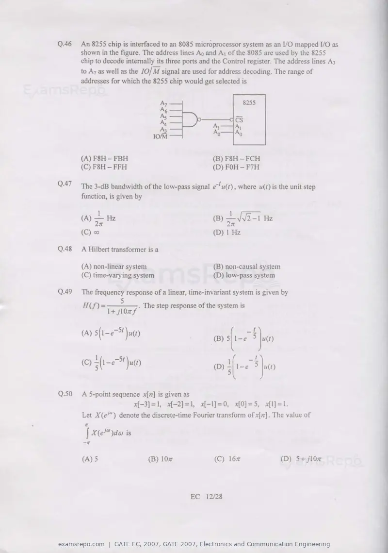 GATE EC 2007 question paper, GATE 2007, Electronics and Communication Engineering, page 12 of 22
