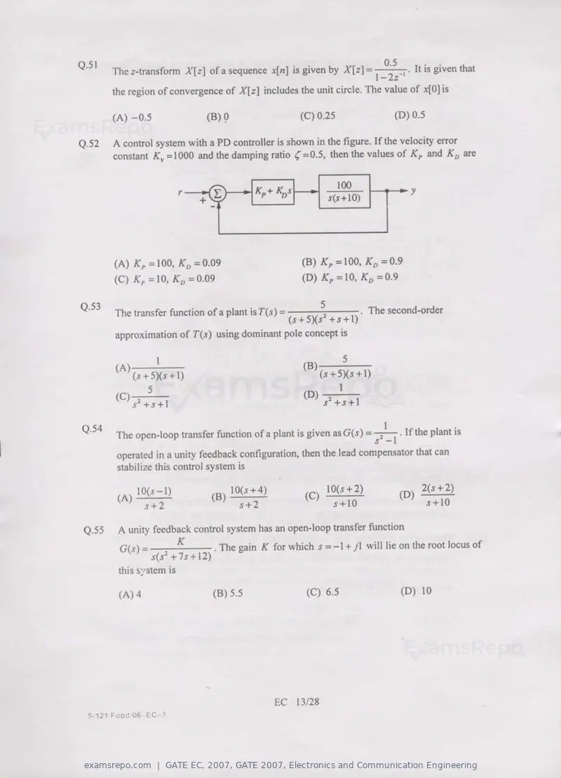 GATE EC 2007 question paper, GATE 2007, Electronics and Communication Engineering, page 13 of 22