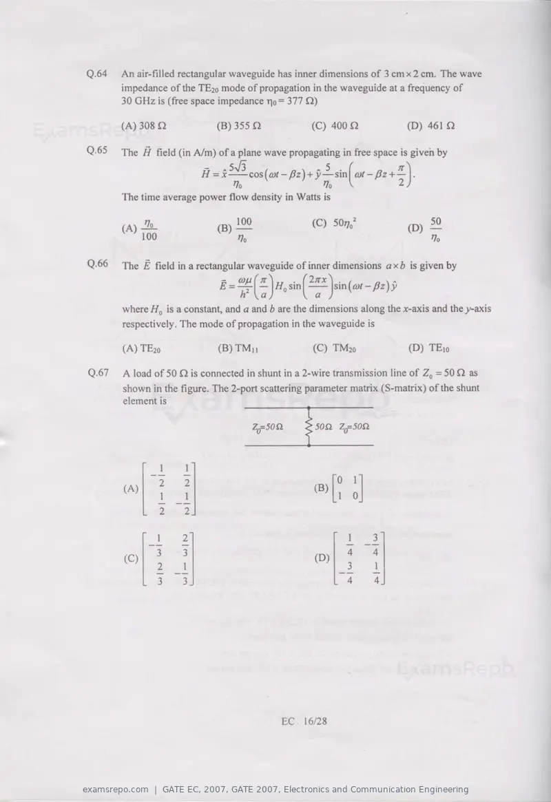 GATE EC 2007 question paper, GATE 2007, Electronics and Communication Engineering, page 16 of 22