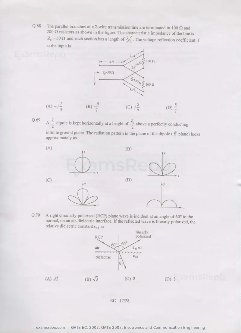 GATE EC 2007 question paper, GATE 2007, Electronics and Communication Engineering, page 17 of 22
