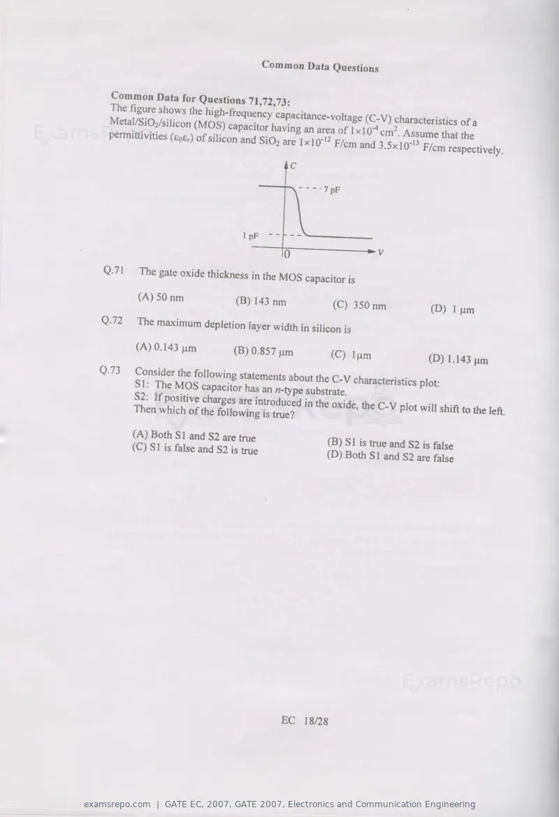 GATE EC 2007 question paper, GATE 2007, Electronics and Communication Engineering, page 18 of 22