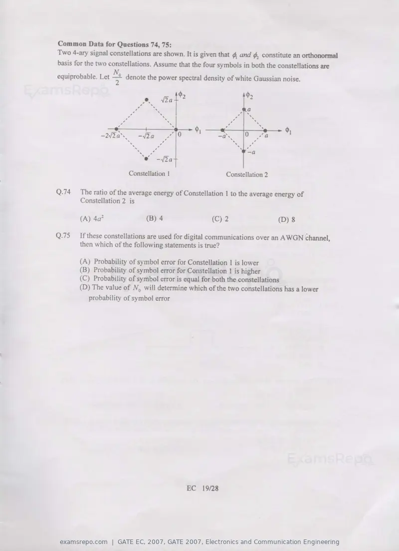 GATE EC 2007 question paper, GATE 2007, Electronics and Communication Engineering, page 19 of 22