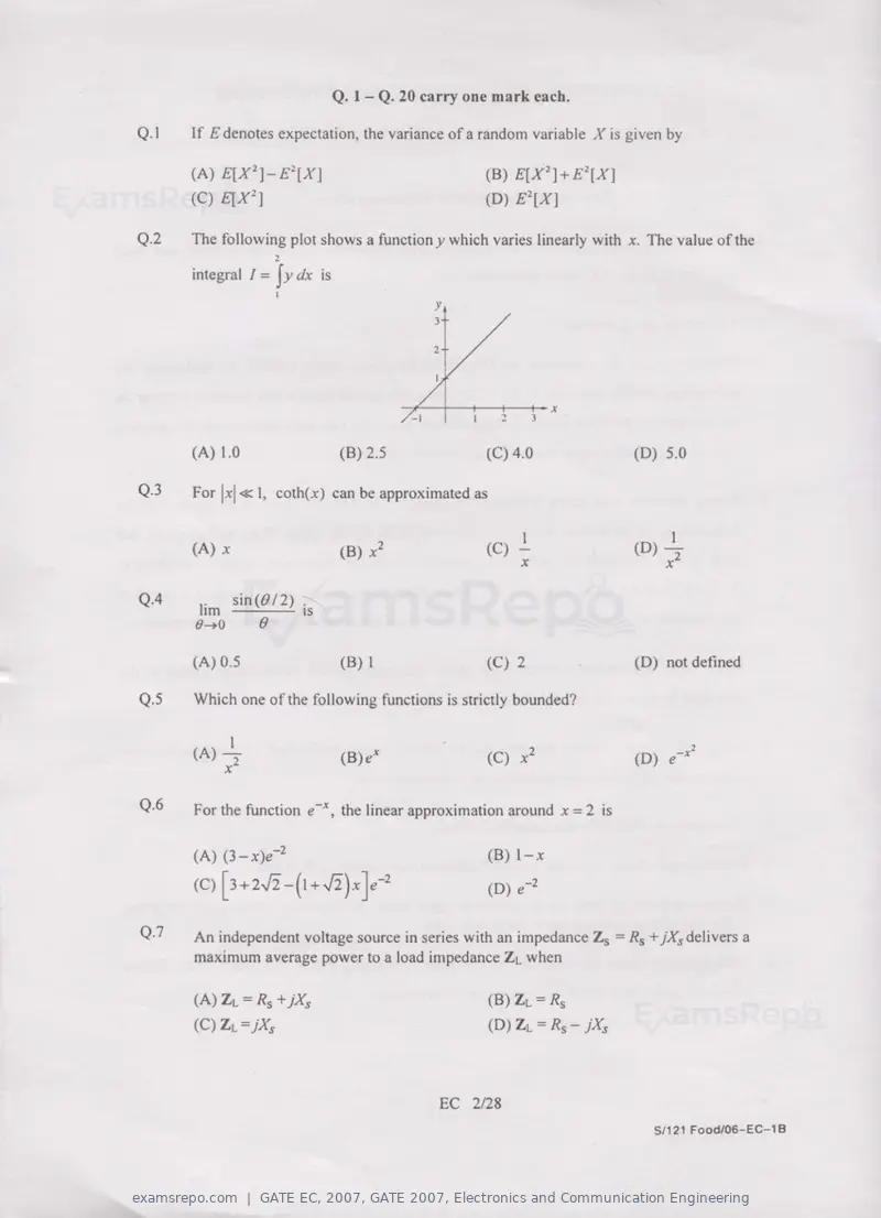 GATE EC 2007 question paper, GATE 2007, Electronics and Communication Engineering, page 2 of 22