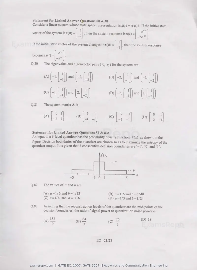 GATE EC 2007 question paper, GATE 2007, Electronics and Communication Engineering, page 21 of 22