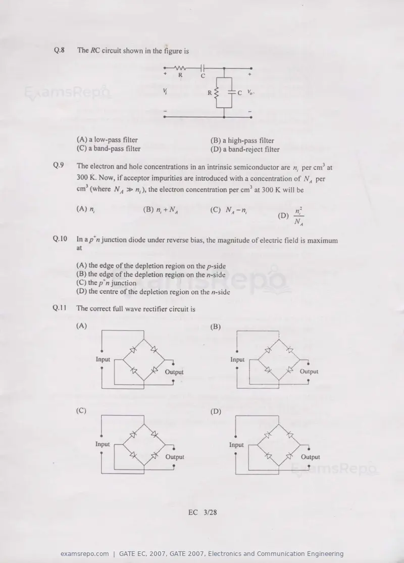 GATE EC 2007 question paper, GATE 2007, Electronics and Communication Engineering, page 3 of 22