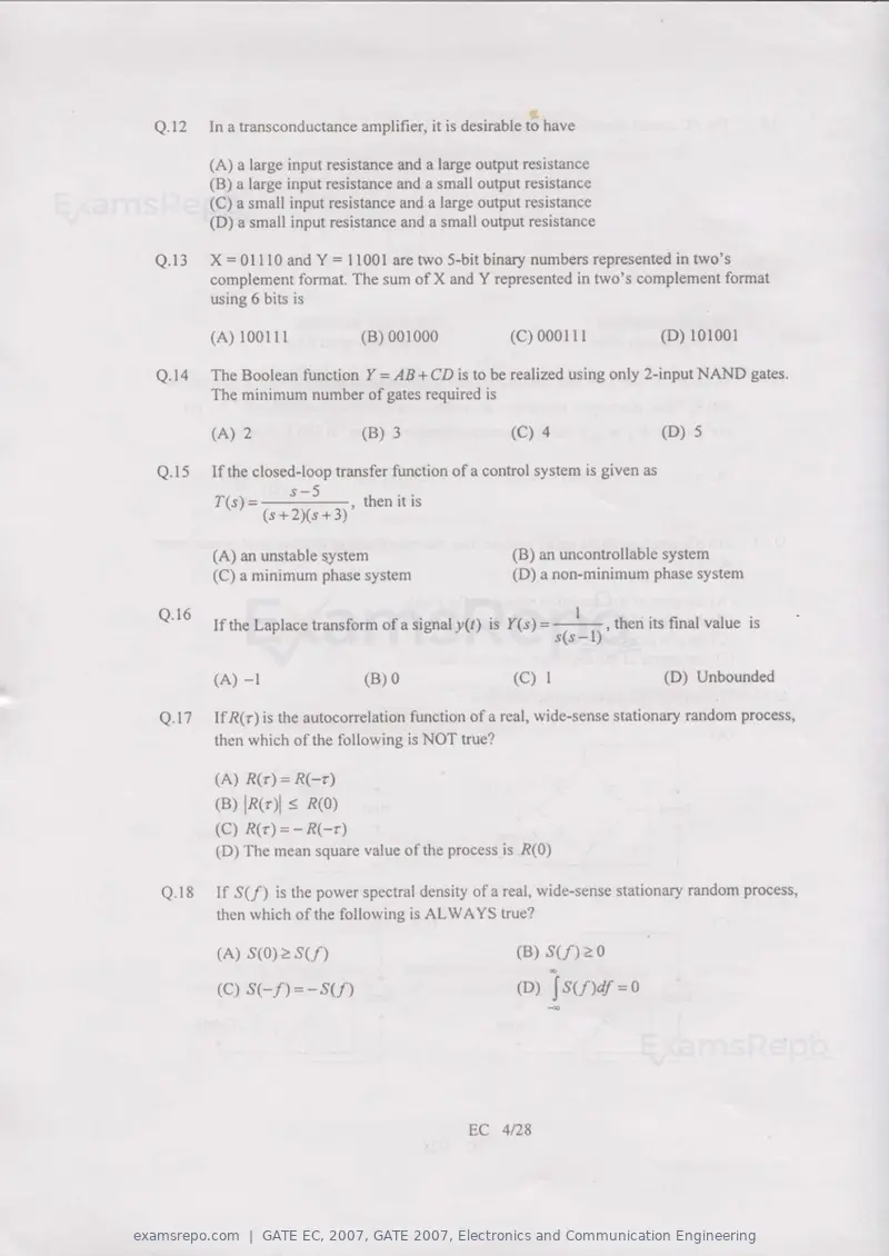 GATE EC 2007 question paper, GATE 2007, Electronics and Communication Engineering, page 4 of 22