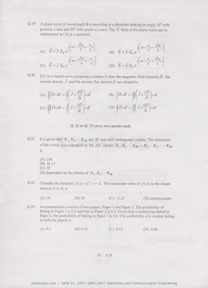 GATE EC 2007 question paper, GATE 2007, Electronics and Communication Engineering, page 5 of 22