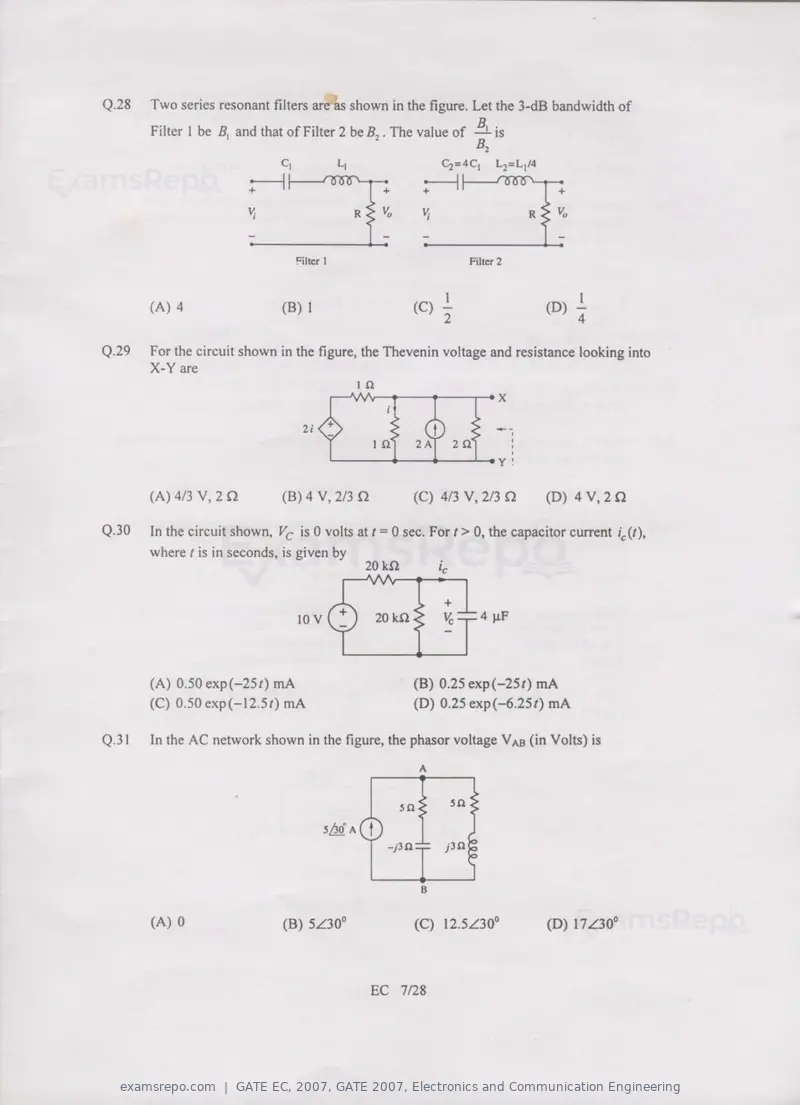 GATE EC 2007 question paper, GATE 2007, Electronics and Communication Engineering, page 7 of 22