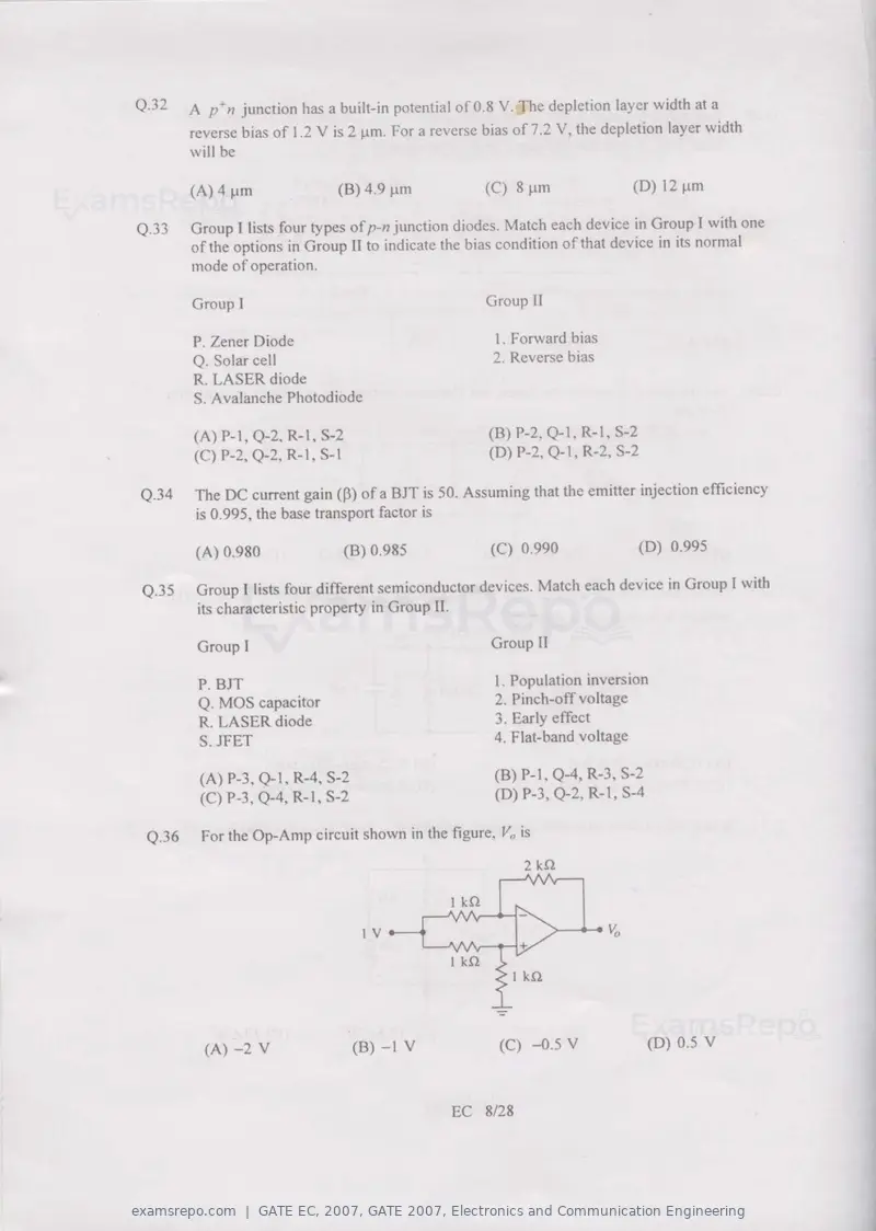 GATE EC 2007 question paper, GATE 2007, Electronics and Communication Engineering, page 8 of 22
