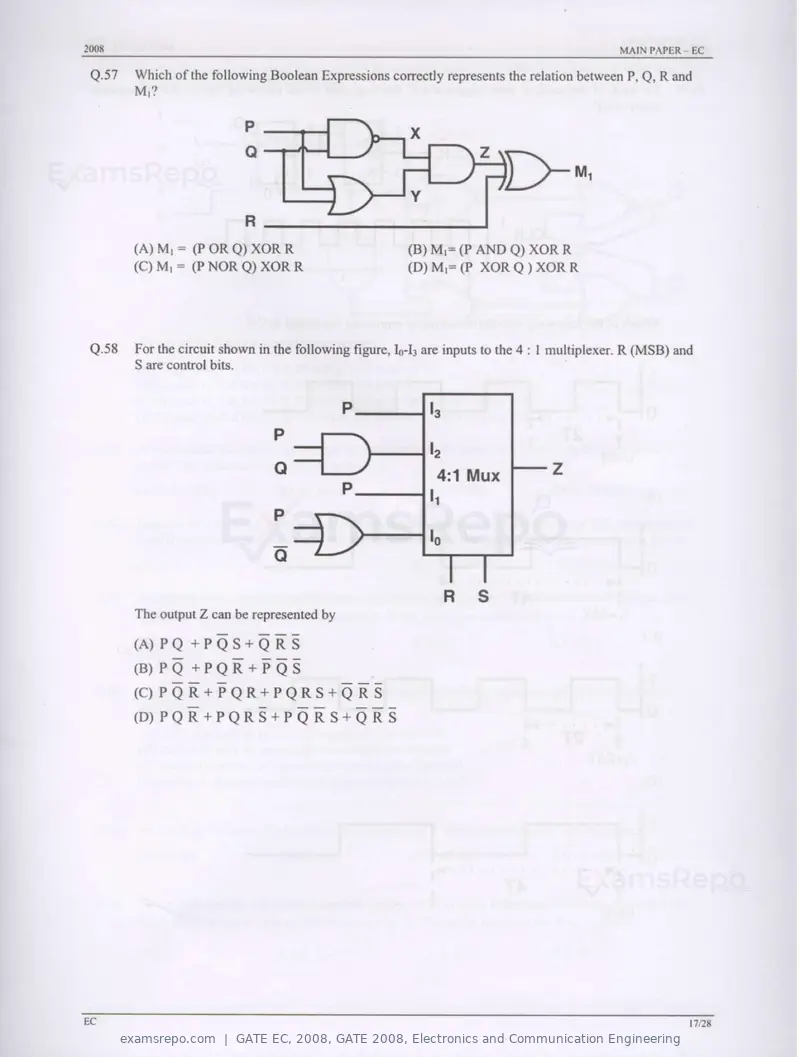 GATE EC 2008 question paper, GATE 2008, Electronics and Communication Engineering, page 17 of 24