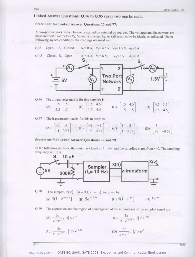 GATE EC 2008 question paper, GATE 2008, Electronics and Communication Engineering, page 22 of 24