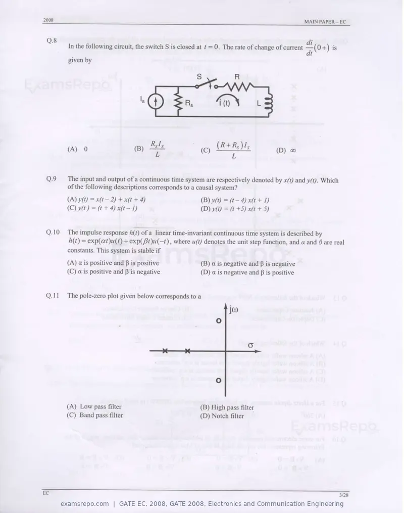 GATE EC 2008 question paper, GATE 2008, Electronics and Communication Engineering, page 3 of 24