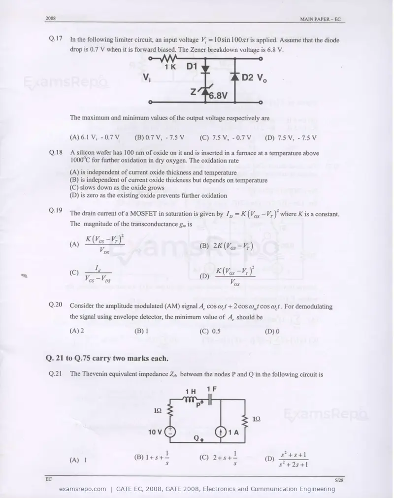 GATE EC 2008 question paper, GATE 2008, Electronics and Communication Engineering, page 5 of 24