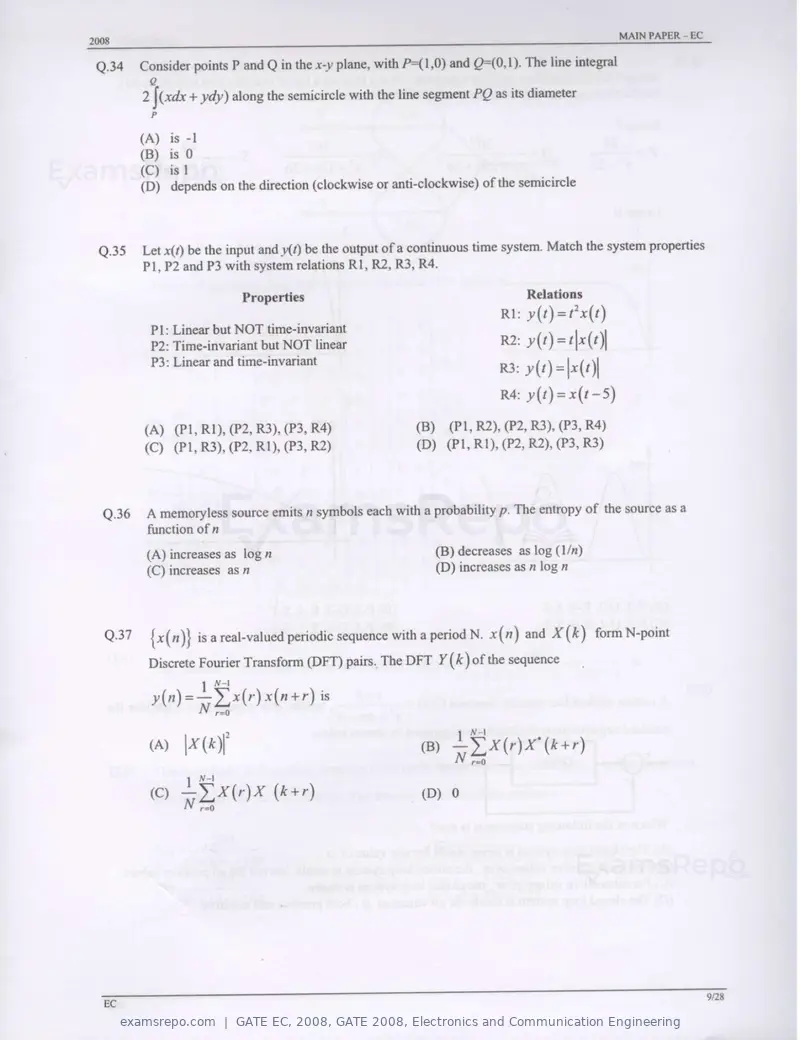 GATE EC 2008 question paper, GATE 2008, Electronics and Communication Engineering, page 9 of 24