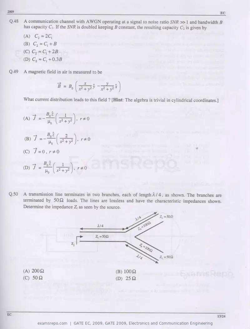 GATE EC 2009 question paper, GATE 2009, Electronics and Communication Engineering, page 13 of 16
