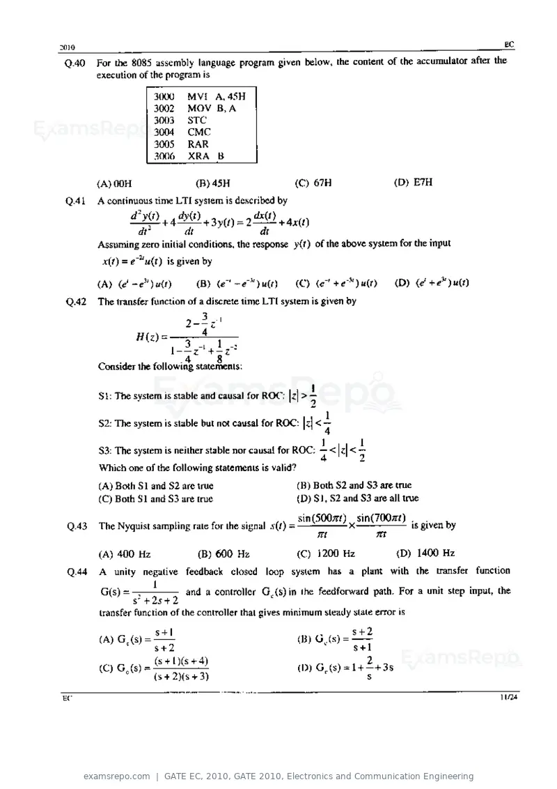 GATE EC 2010 question paper, GATE 2010, Electronics and Communication Engineering, page 11 of 24