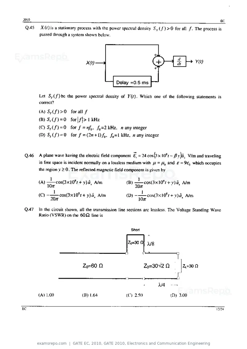 GATE EC 2010 question paper, GATE 2010, Electronics and Communication Engineering, page 12 of 24