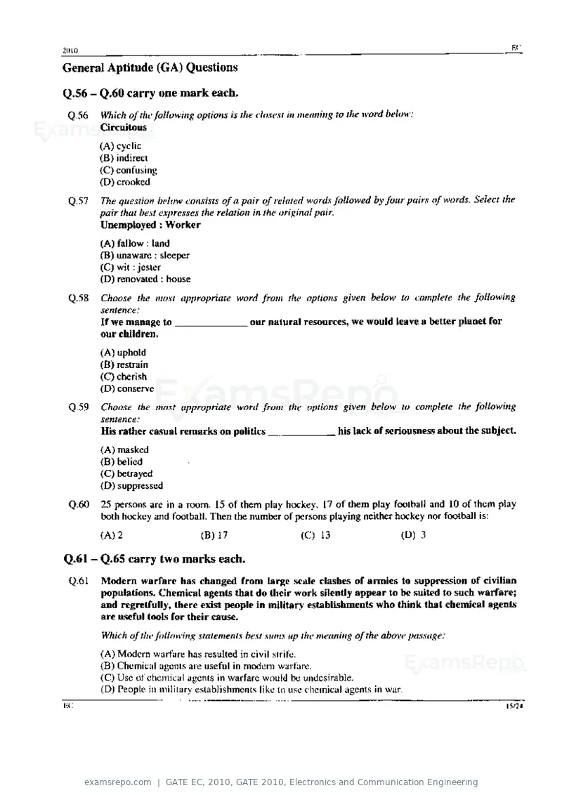 GATE EC 2010 question paper, GATE 2010, Electronics and Communication Engineering, page 15 of 24